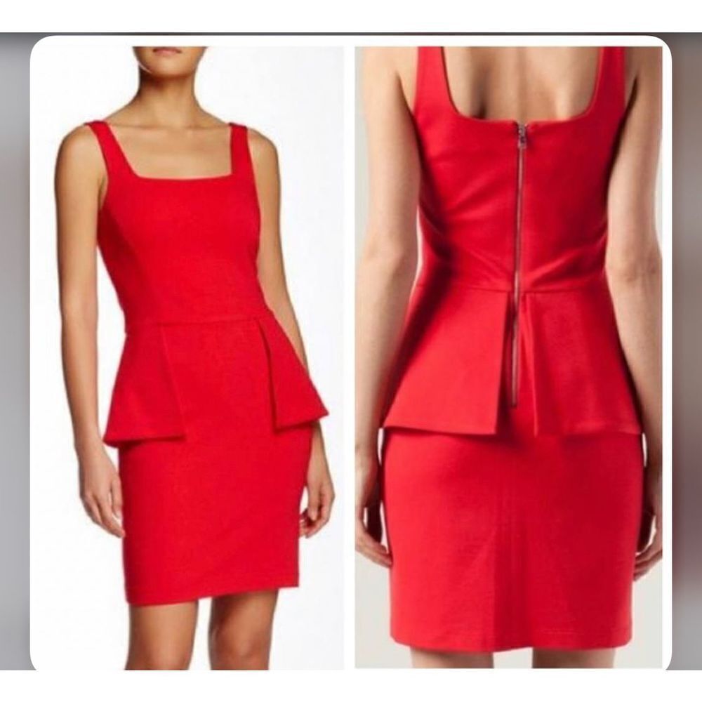 Cut25 by Yigal Azrouël Peplum Red MIDI Dress Size 6